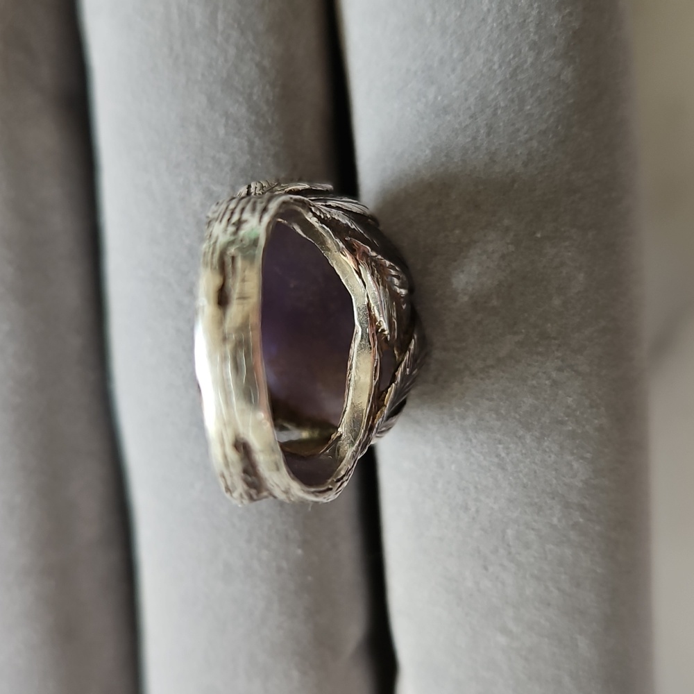 💟HP💟Lavender Jadeite Jade Silver Ring - Picture 3 of 8